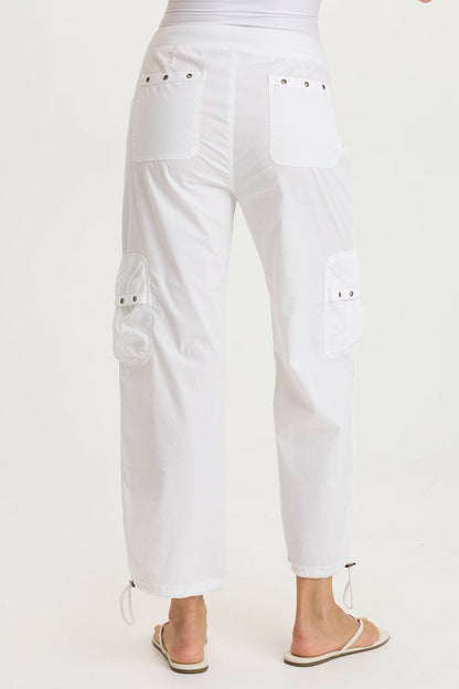 Langley Poplin Cinched Relaxed Fit Cargo Pant White - XCVI