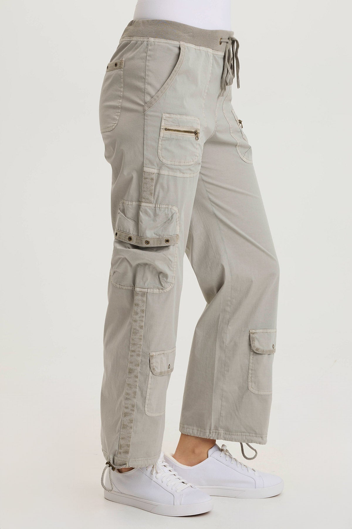 Langley Poplin Cinched Relaxed Fit Cargo Pant Whitecap Pigment - XCVI