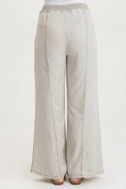 Tarla Wide-Leg Twill Crop-Pocket Effortless Wide-Leg Whitecap Pigment - XCVI