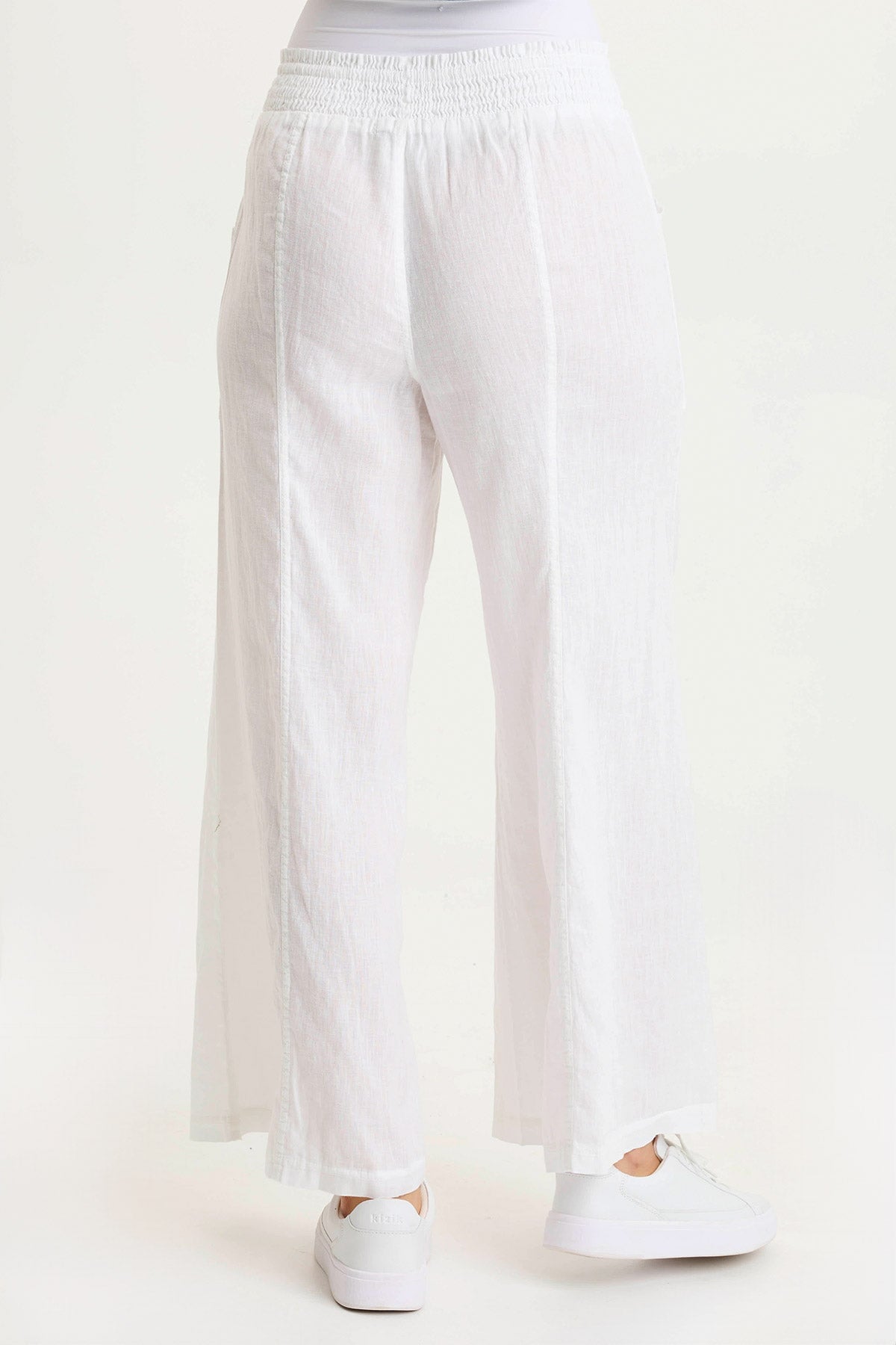 Pia Effortless Linen Wide-Leg Pant White - XCVI