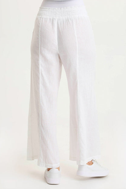 Pia Effortless Linen Wide-Leg Pant White - XCVI