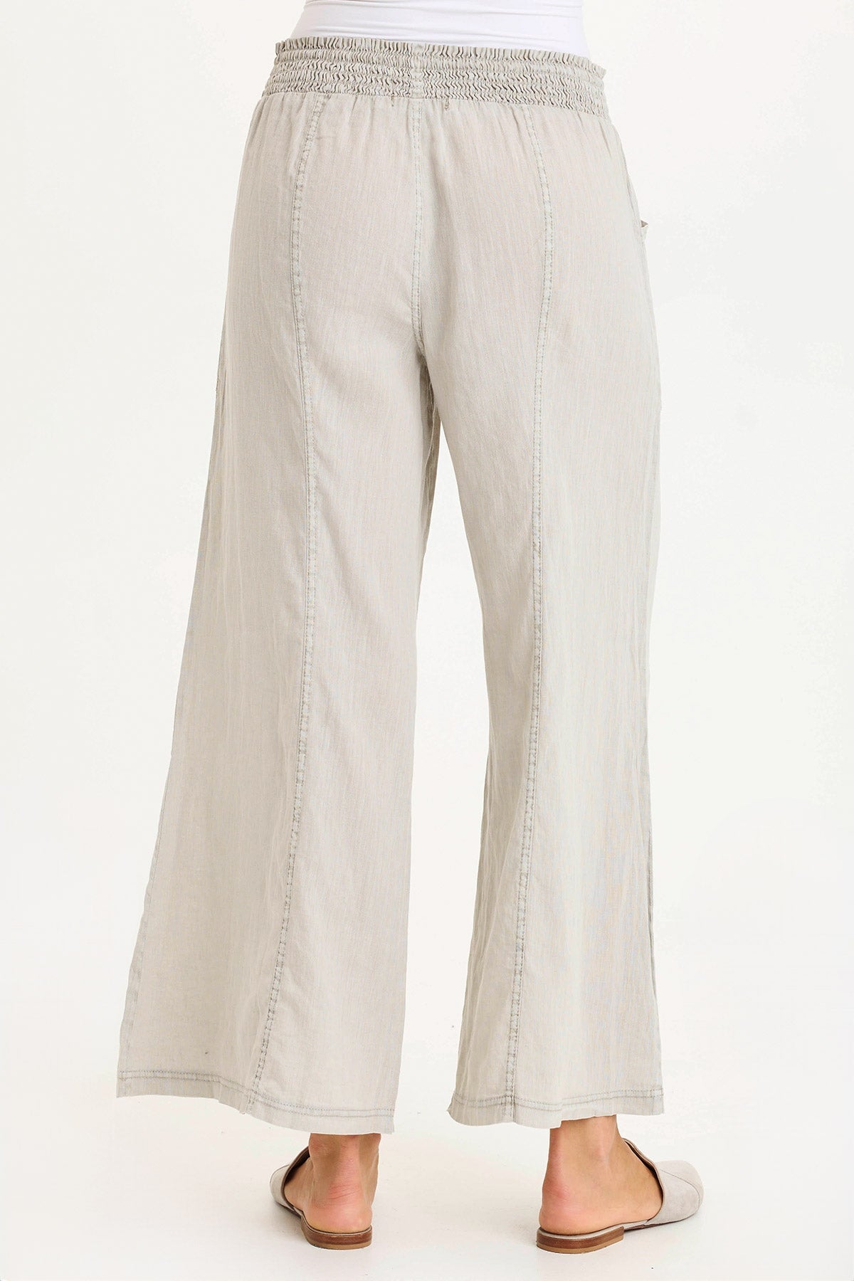 Pia Effortless Linen Wide-Leg Pant Whitecap Pigment - XCVI