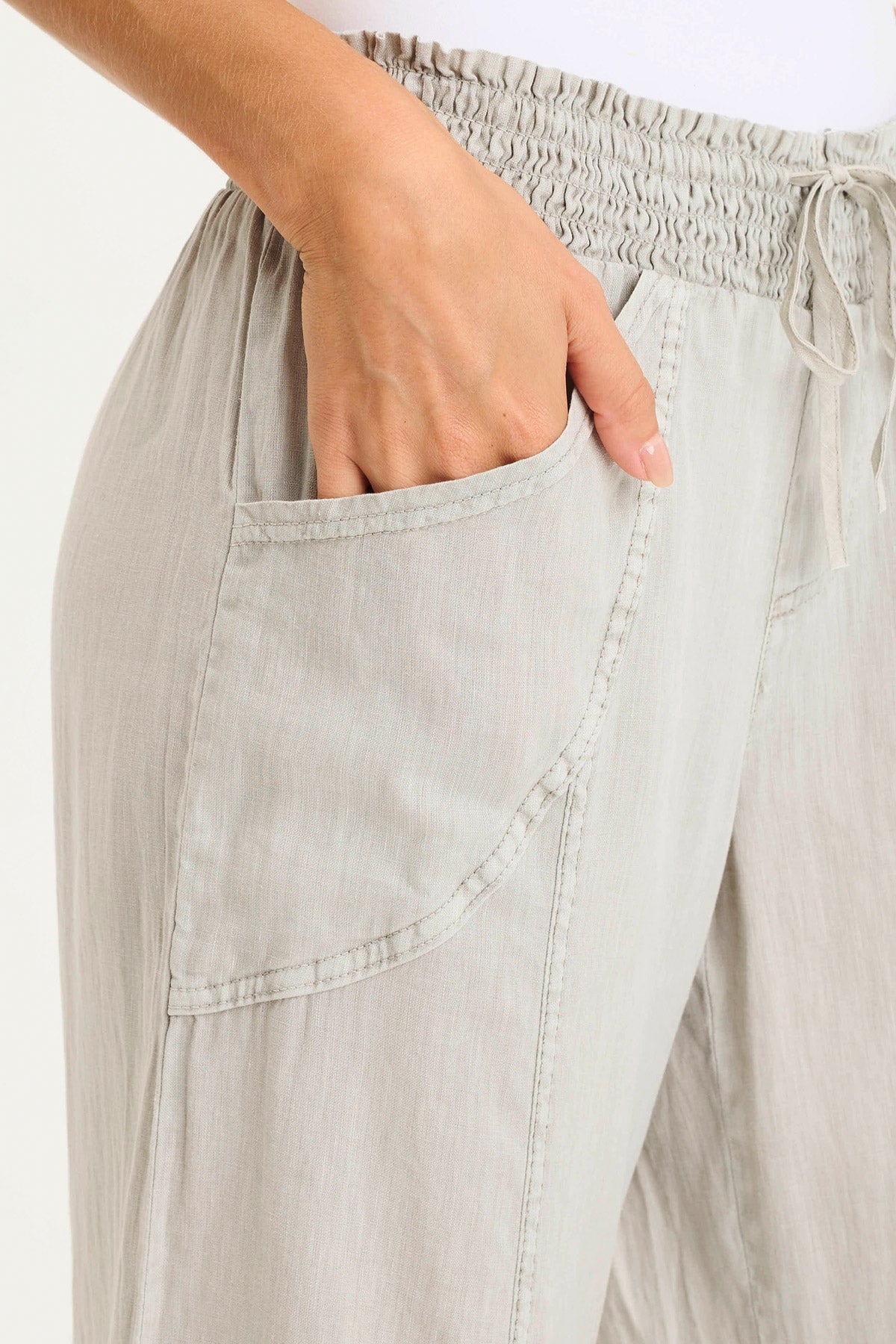 Pia Effortless Linen Wide-Leg Pant Whitecap Pigment - XCVI