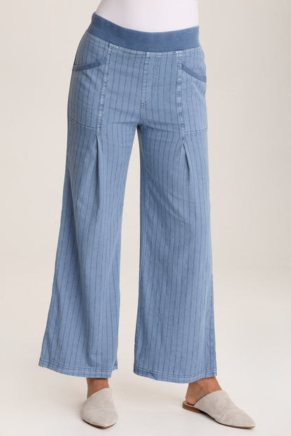 Laughlin Striped Linen Wide Leg Pant Pacific Pigment - XCVI