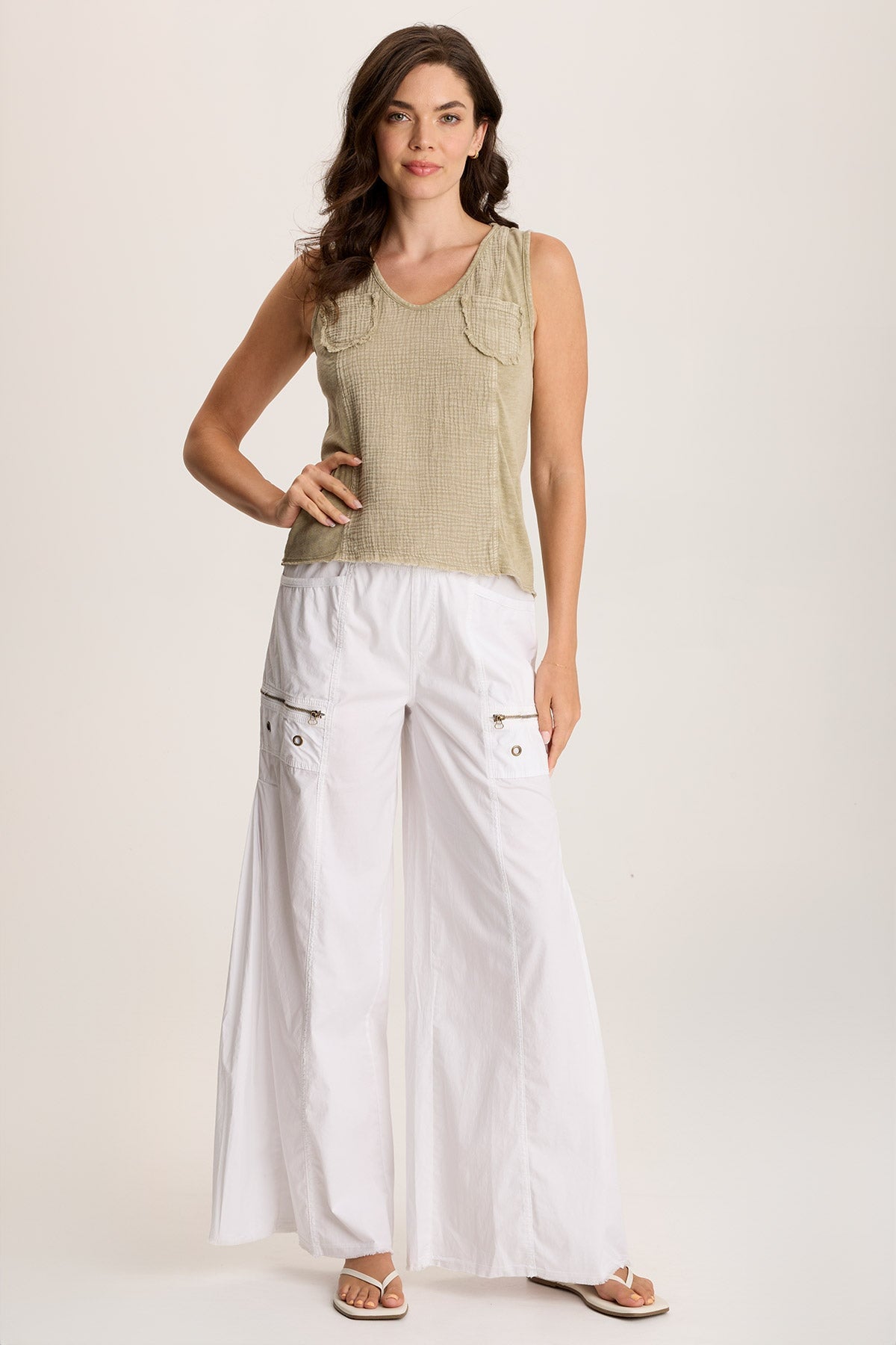 Coline Poplin Wide Leg Pant White - XCVI