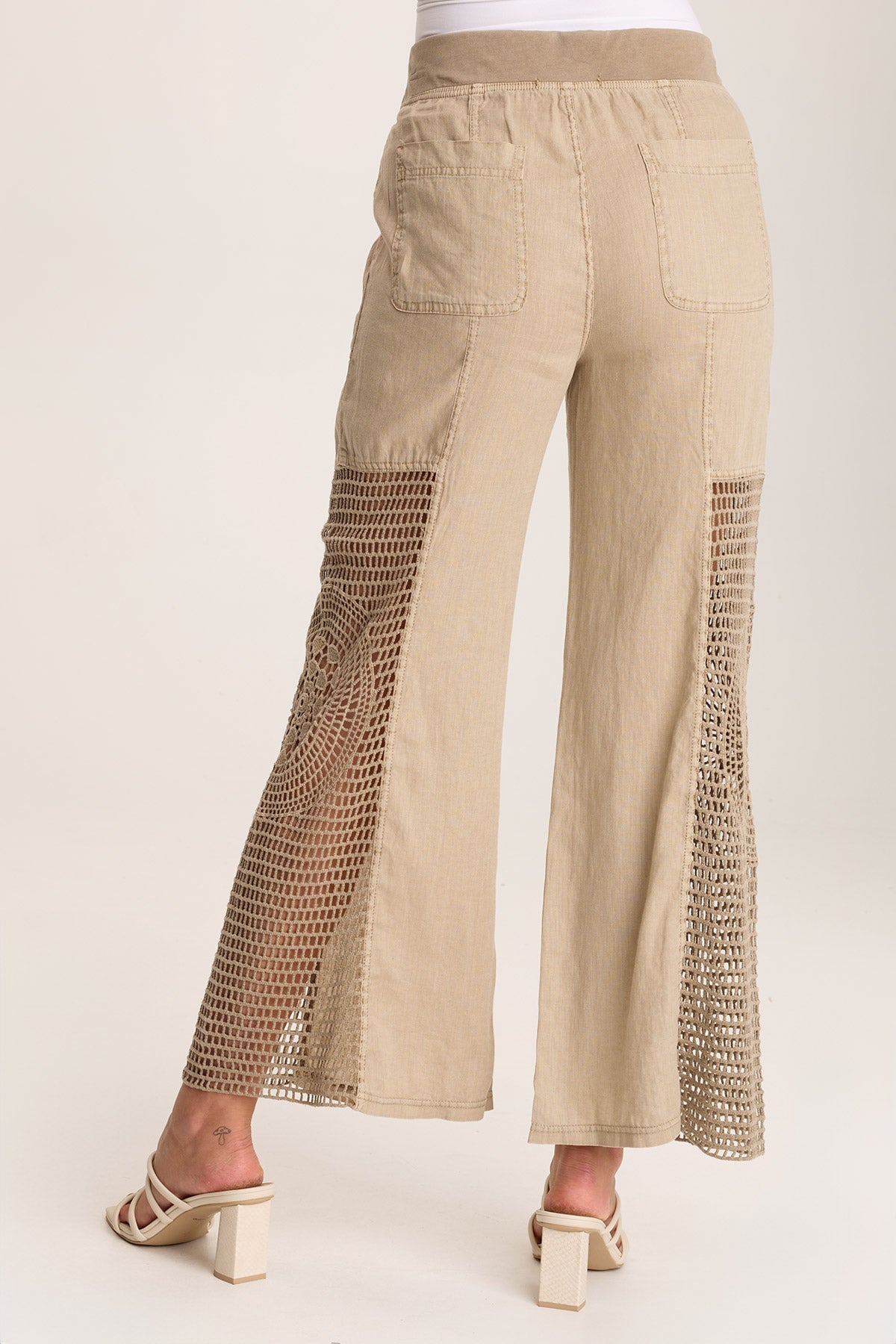 Tangent Linen/Crochet Wide Leg Pant Tanglewood Pigment - XCVI