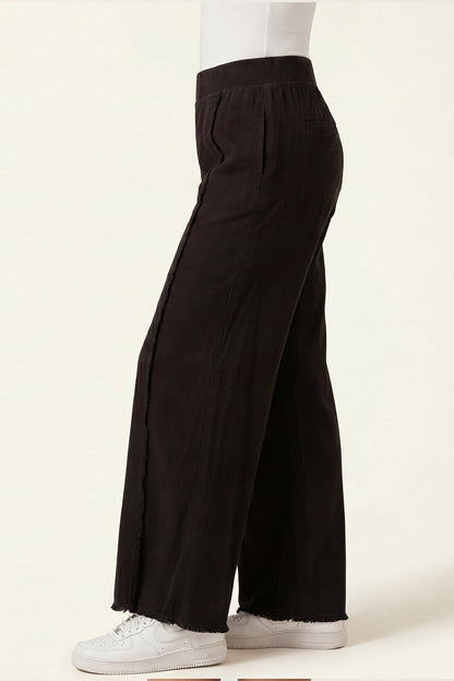 Twill Beach Trouser in Black Black - XCVI