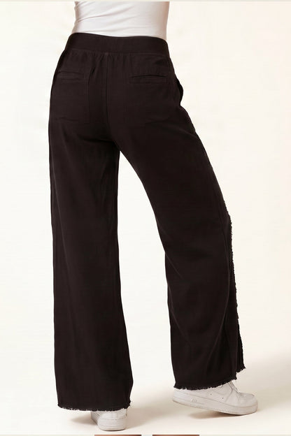 Twill Beach Trouser in Black Black - XCVI