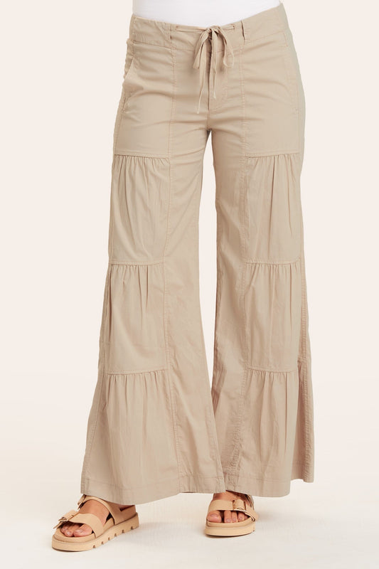 Terraced Wide Leg Pant in Sand  - XCVI
