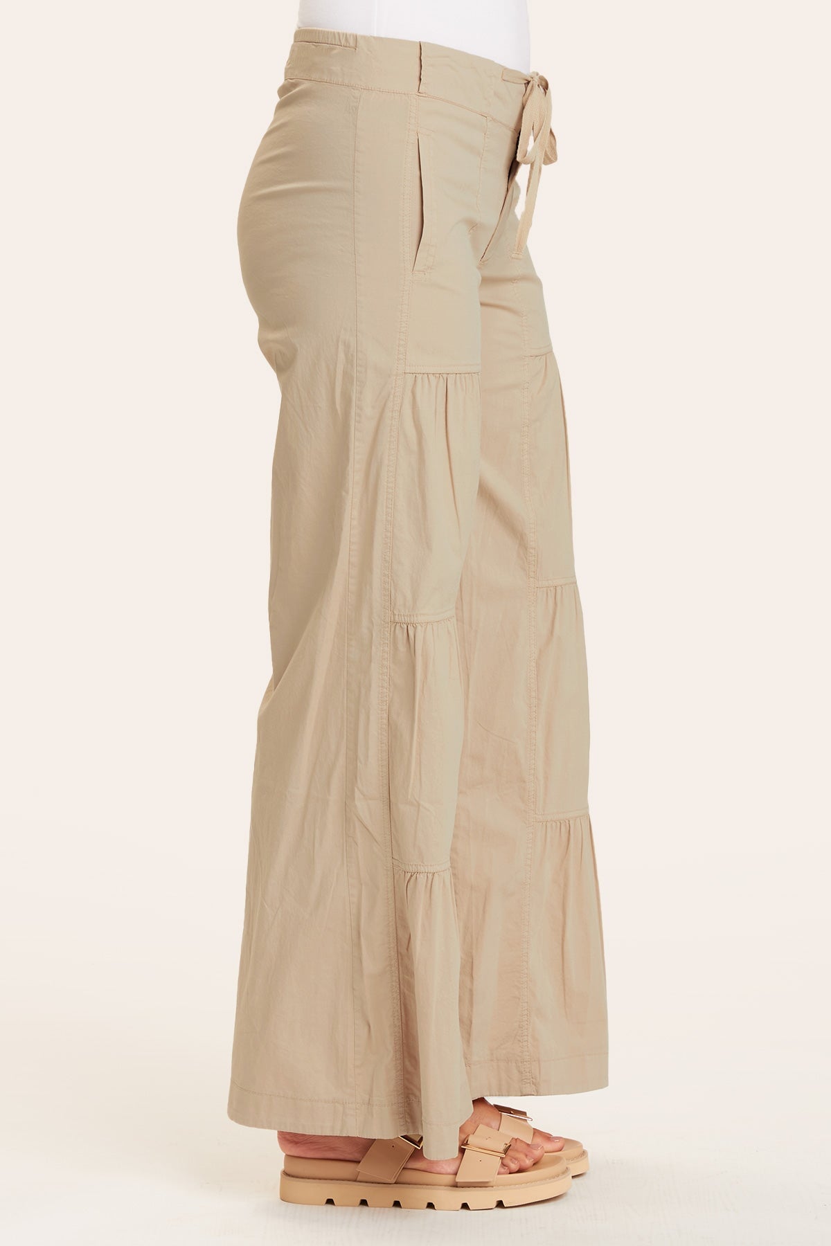 Terraced Wide Leg Pant in Sand  - XCVI