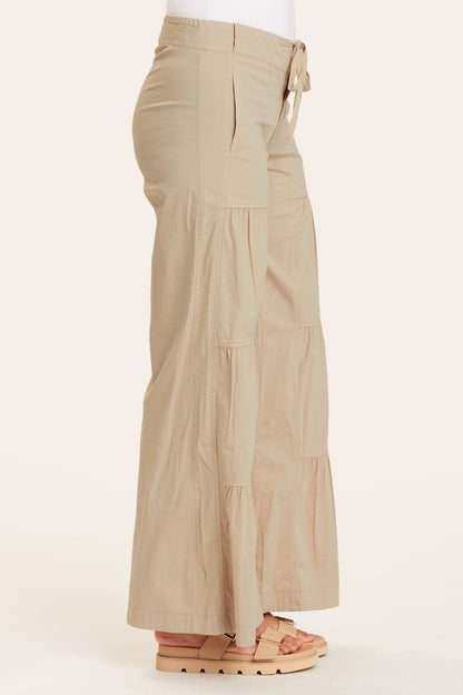 Terraced Wide Leg Pant in Sand  - XCVI